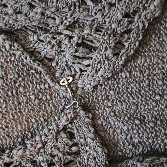 D Exterior Crocheted Knit Cardigan Navy Blue Draped Italian Cardigan Sweater - Picture 7 of 10